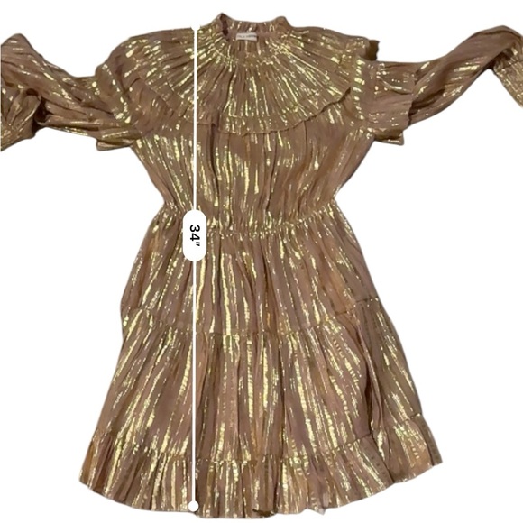 Ulla Johnson Averil‎ Ruffled Georgette Long Sleeve Mini Dress in Rose Multi Sz 2 - Picture 10 of 10